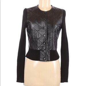 BCBGMAXAZRIA Size S leather / knit black jacket in excellent condition